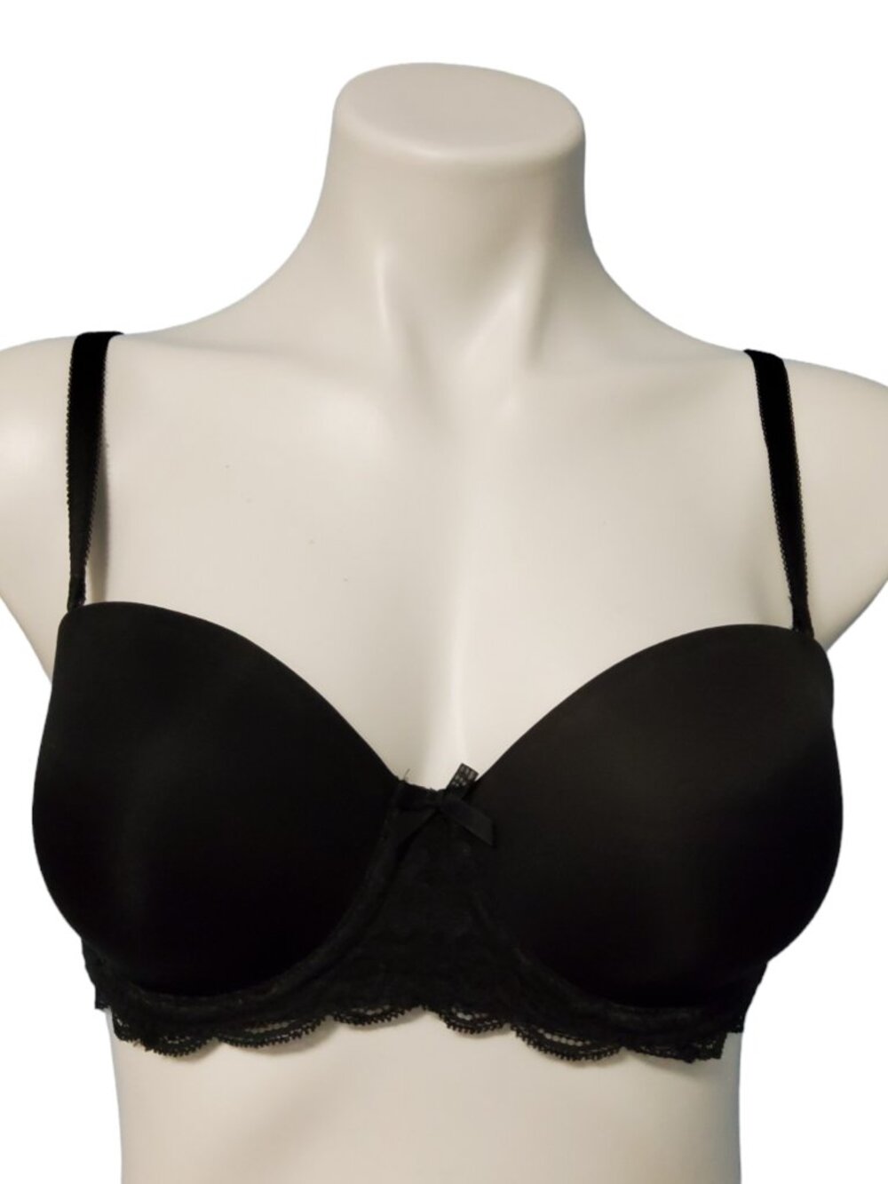 Victoria's Secret Dream Angels Strapless Bra 32D Black Lace Multi-Way Underwire